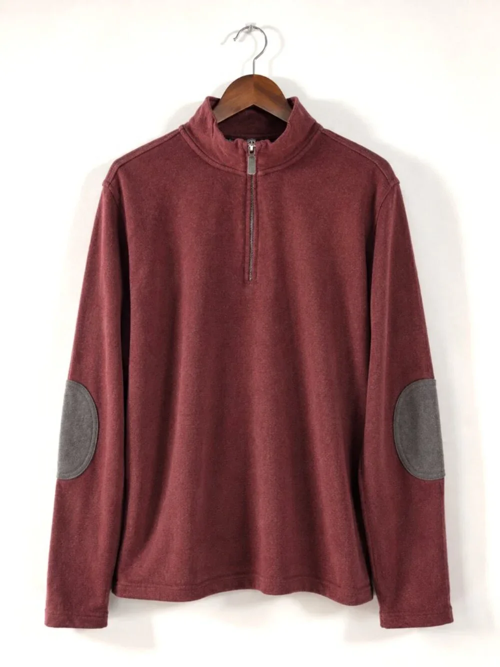 Banana Republic Sweater Mens L 100% Cotton 1/2 Zip Knit Pullover Burgundy